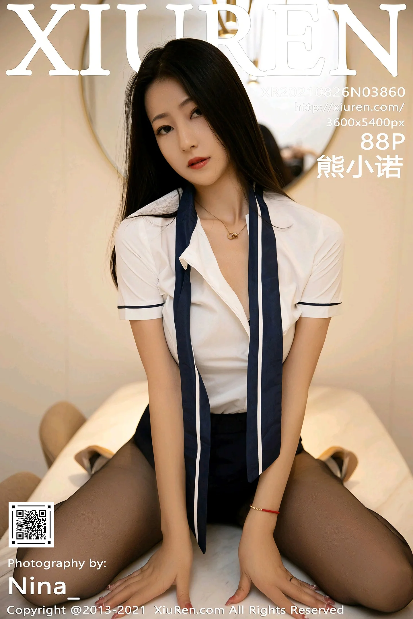 [XiuRen秀人网]VOL.3860 模特熊小诺阳朔旅拍白衬衫配黑短裙超薄黑丝裤袜极致魅惑写真88P-秀人网官方网站